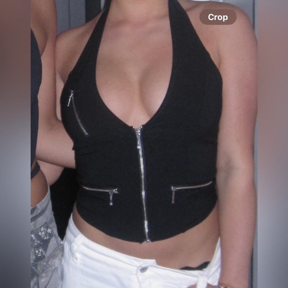 Tiger Mist Cargo Halter Black Top